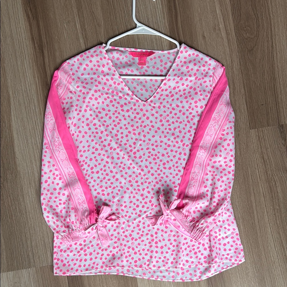 Lilly Pulitzer Pink and White Polka Dot Top